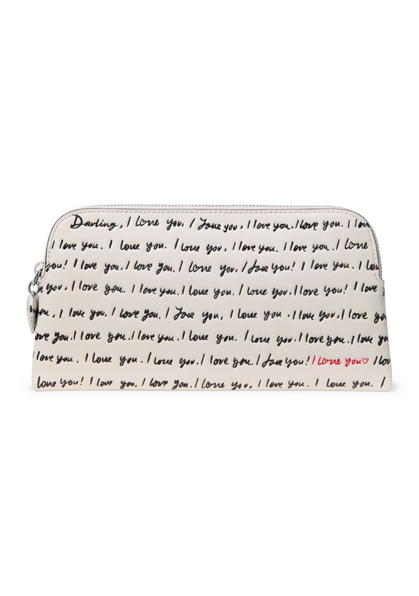 Devin "I Love You" Script Embossed Leather Pouch