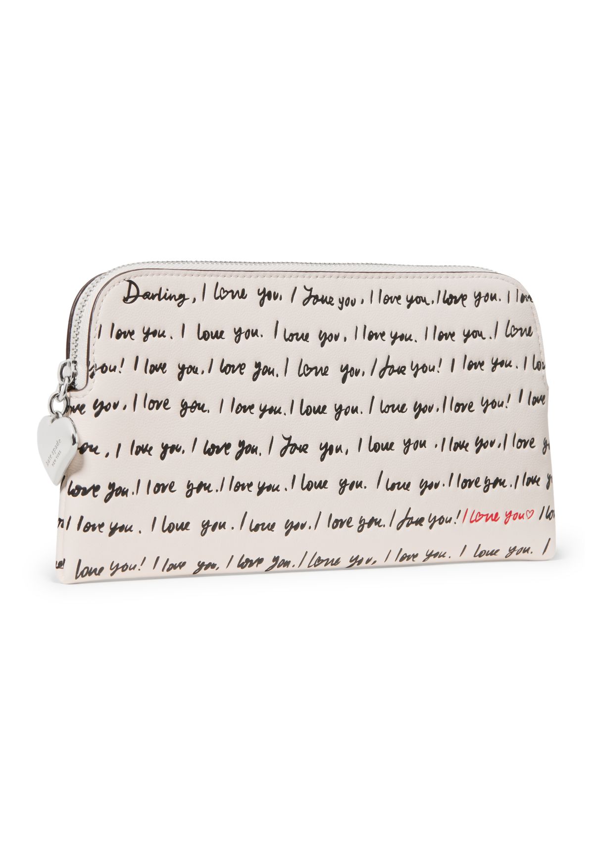 Devin "I Love You" Script Embossed Leather Pouch
