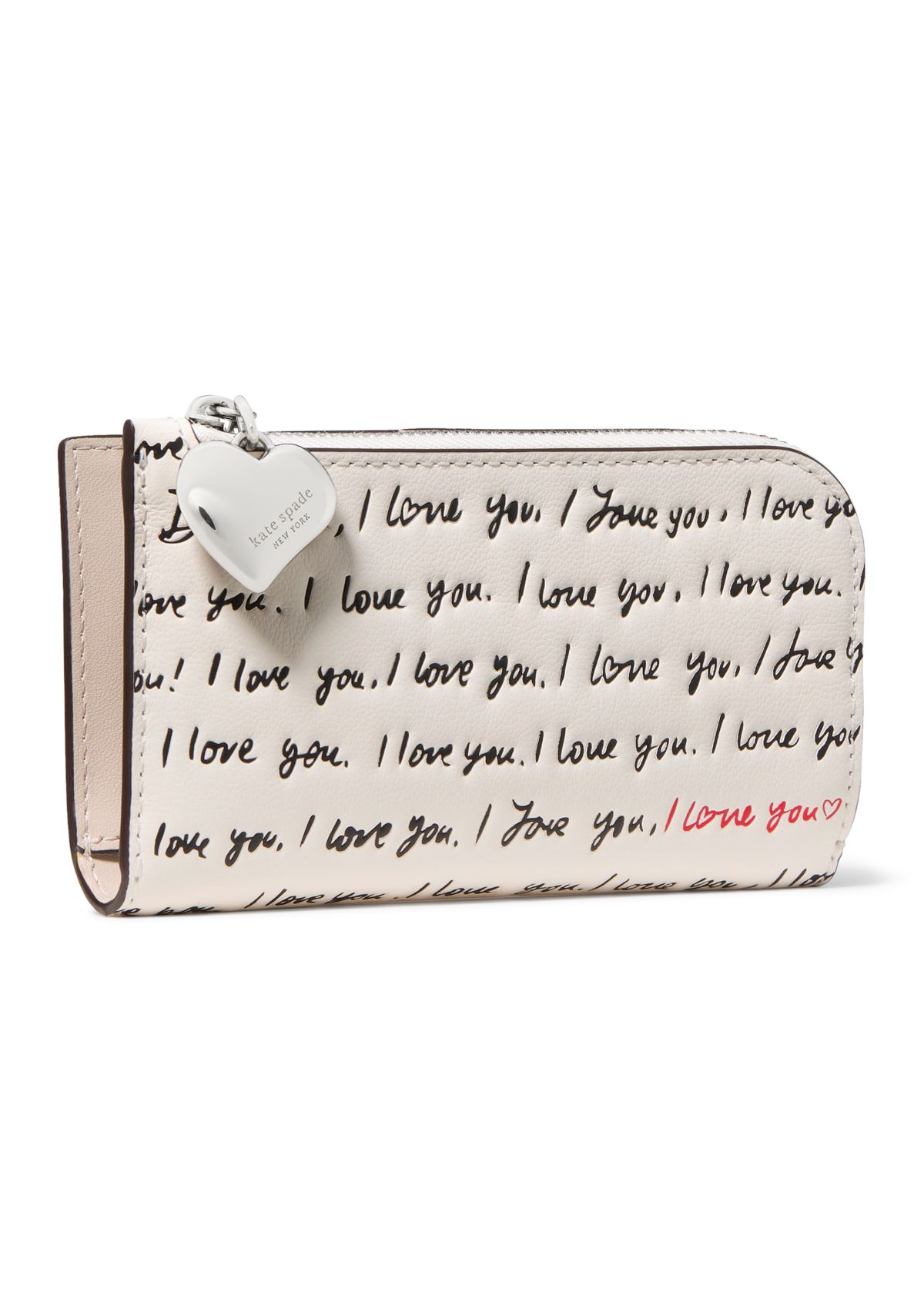 Devin "I Love You" Script Embossed Leather Small Bi-Fold Wallet