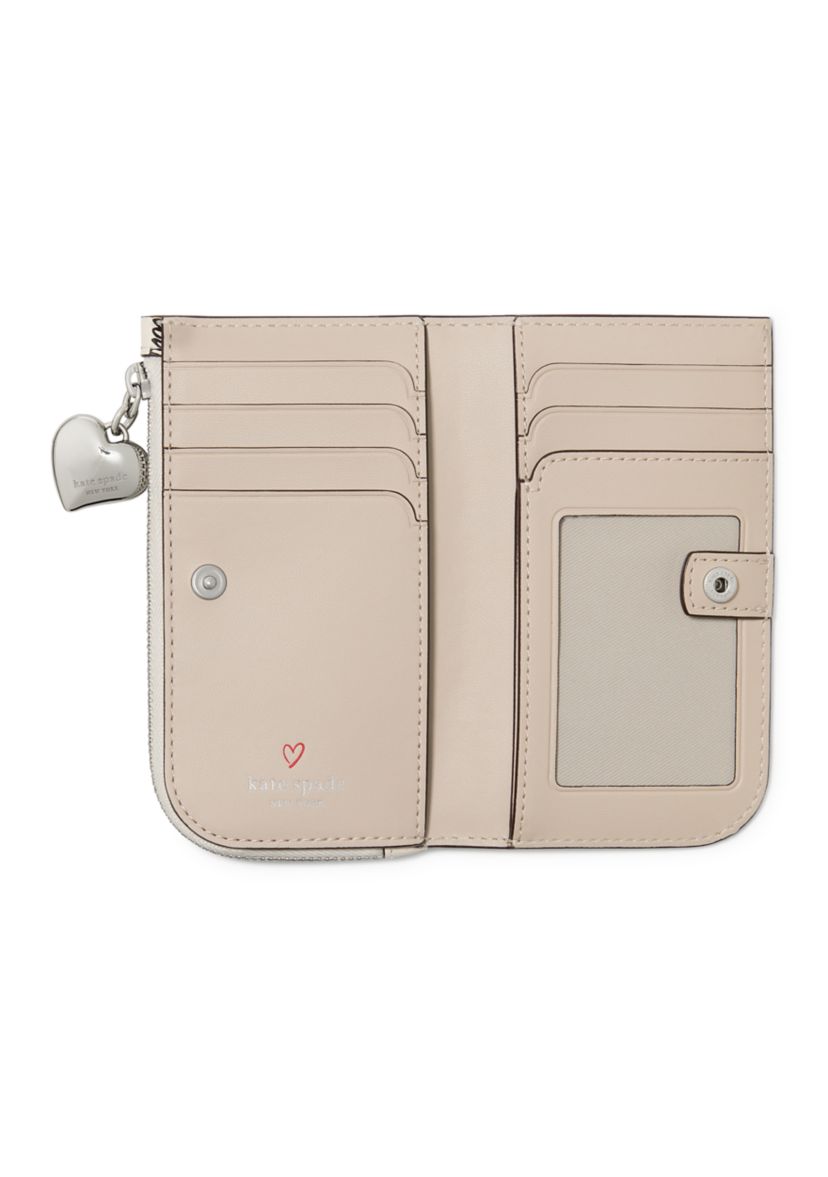 Devin "I Love You" Script Embossed Leather Small Bi-Fold Wallet