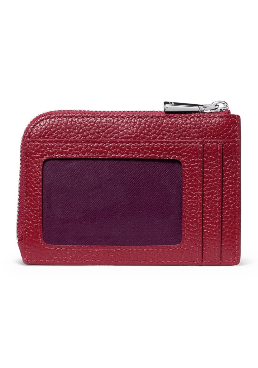 Mini Glazed Leather Zip Card Case