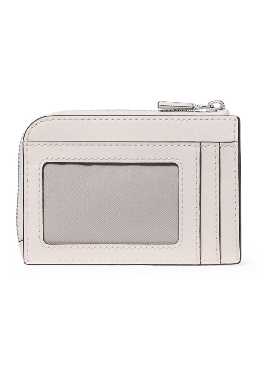 "I Love You" Embossed Leather Mini Zip Card Case 