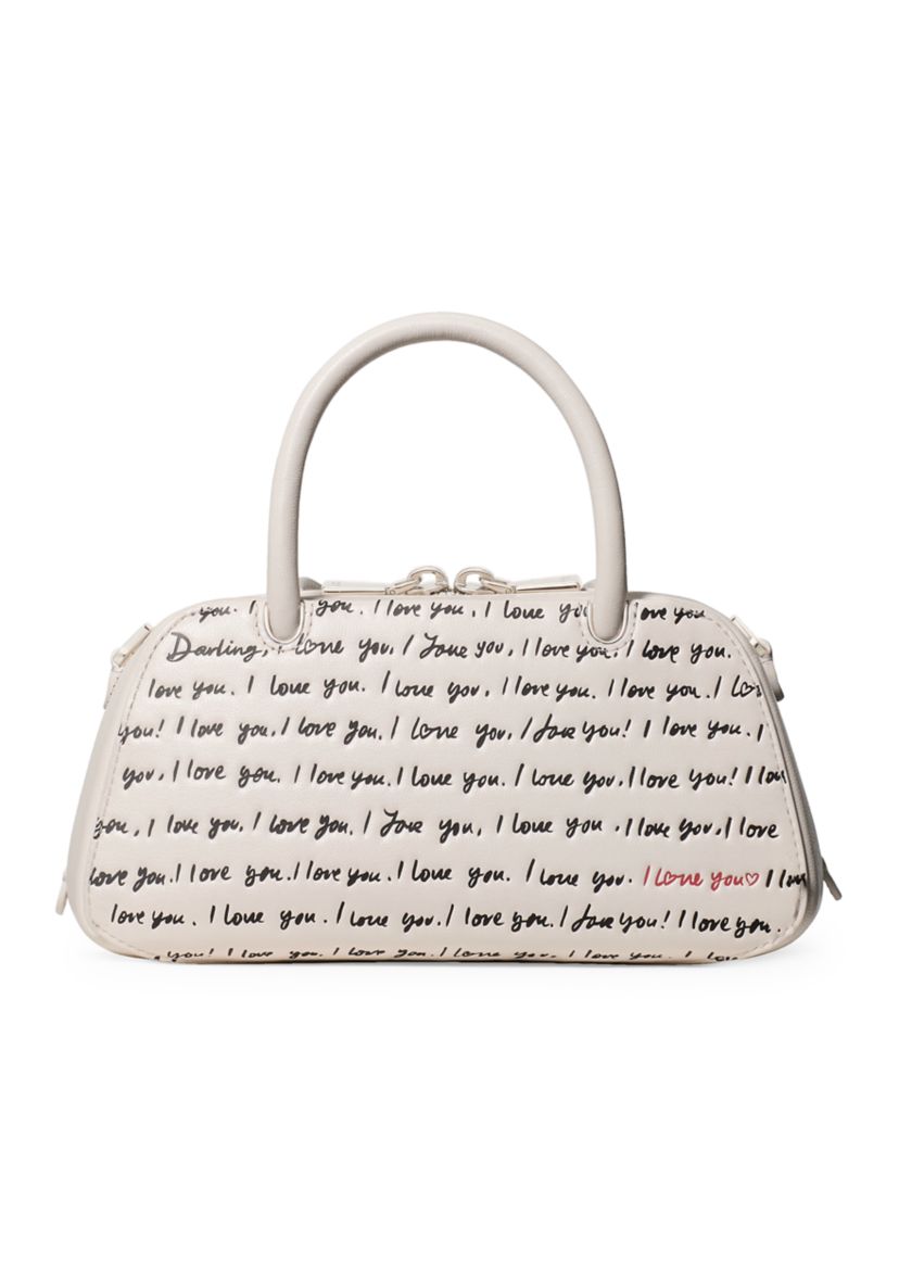Grace "I Love You" Script Embossed Leather Mini Bag