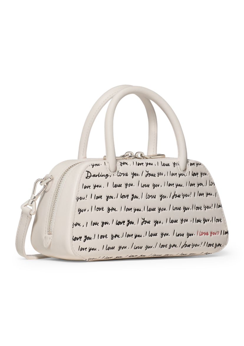 Grace "I Love You" Script Embossed Leather Mini Bag