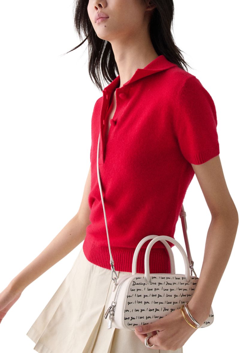 Grace "I Love You" Script Embossed Leather Mini Bag