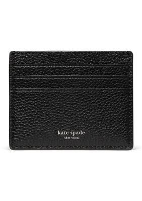 kate spade new york Women's Classic Pebbled Leather Card Holder, Black