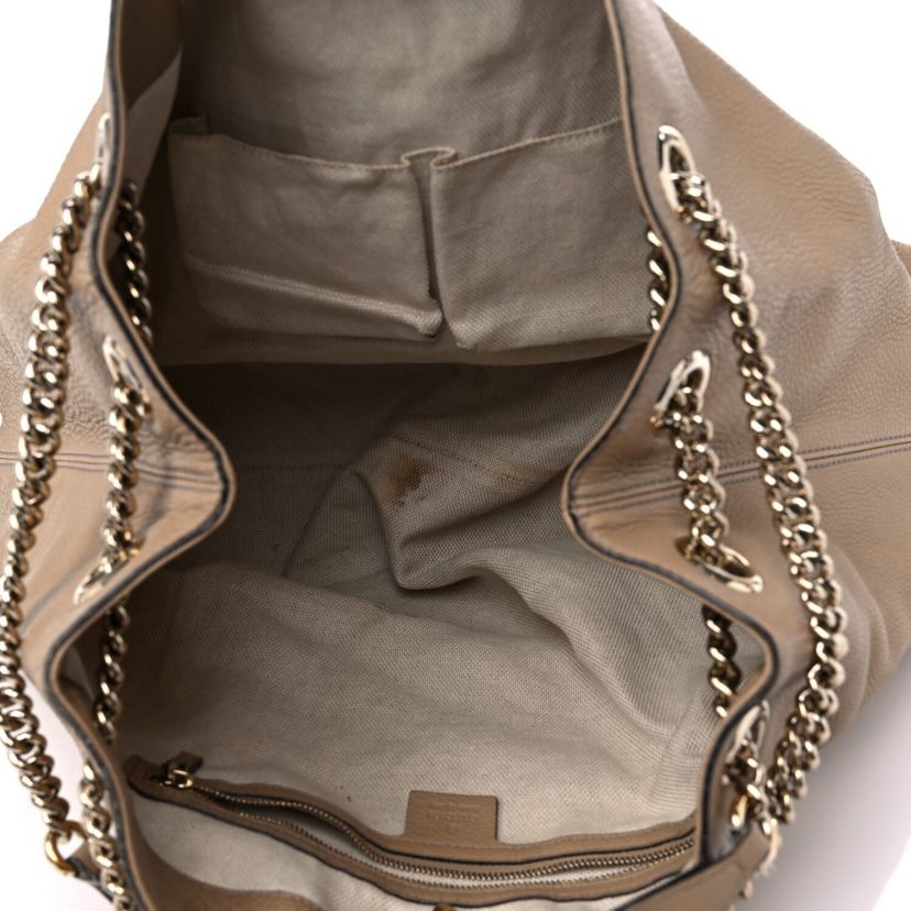 Gucci Pebbled Calfskin Large Soho Chain Shoulder Bag Nude -FINAL SALE NO RETURNS