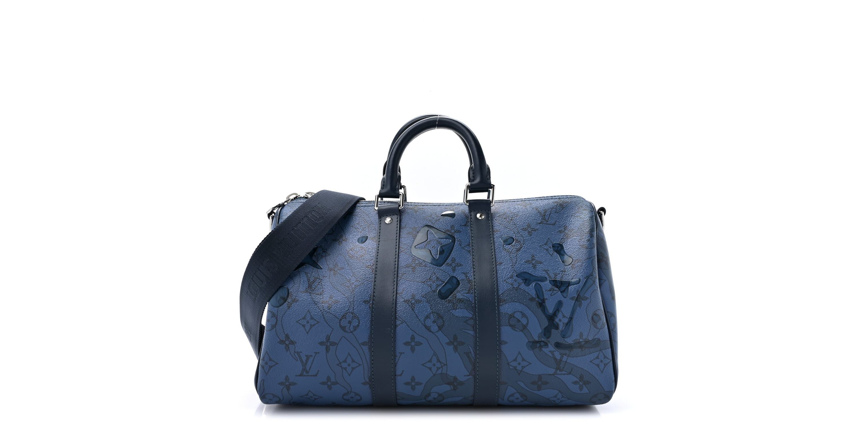 Louis Vuitton Monogram Aqua Garden Keepall Bandouliere 35 Blue -FINAL SALE NO RETURNS