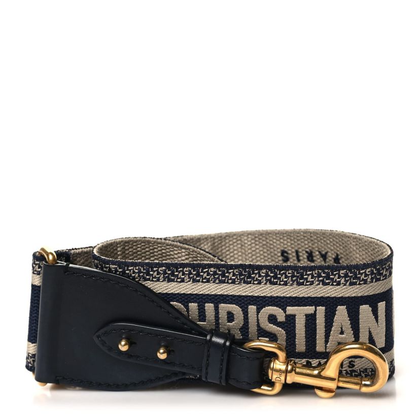 Dior Canvas Embroidered Shoulder Strap Blue -FINAL SALE NO RETURNS