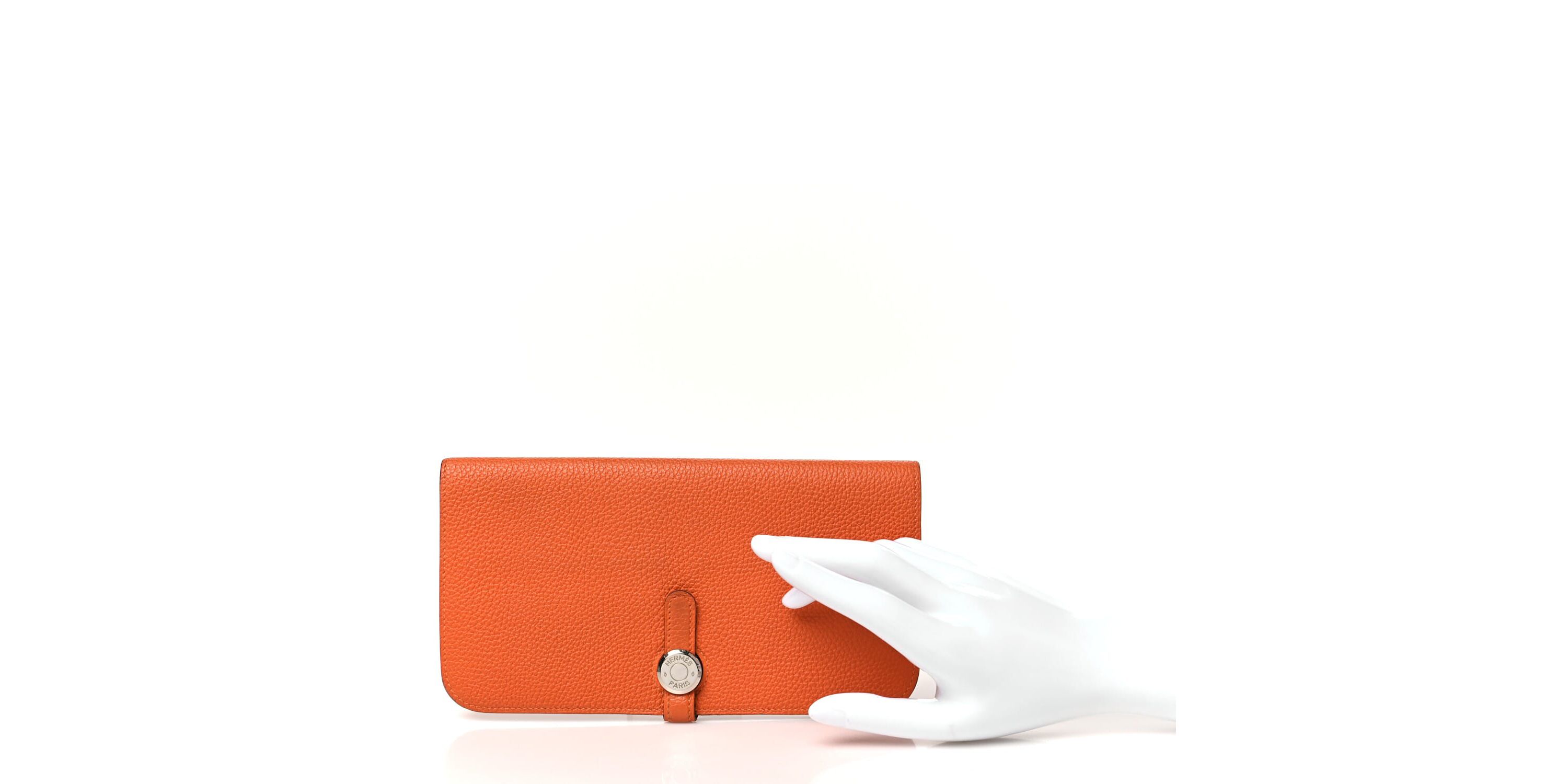Hermes Togo Dogon Recto Verso Wallet Orange -FINAL SALE NO RETURNS
