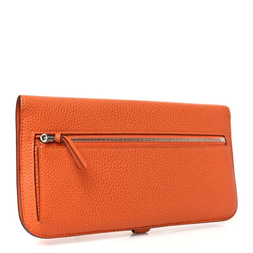 Hermes Togo Dogon Recto Verso Wallet Orange -FINAL SALE NO RETURNS