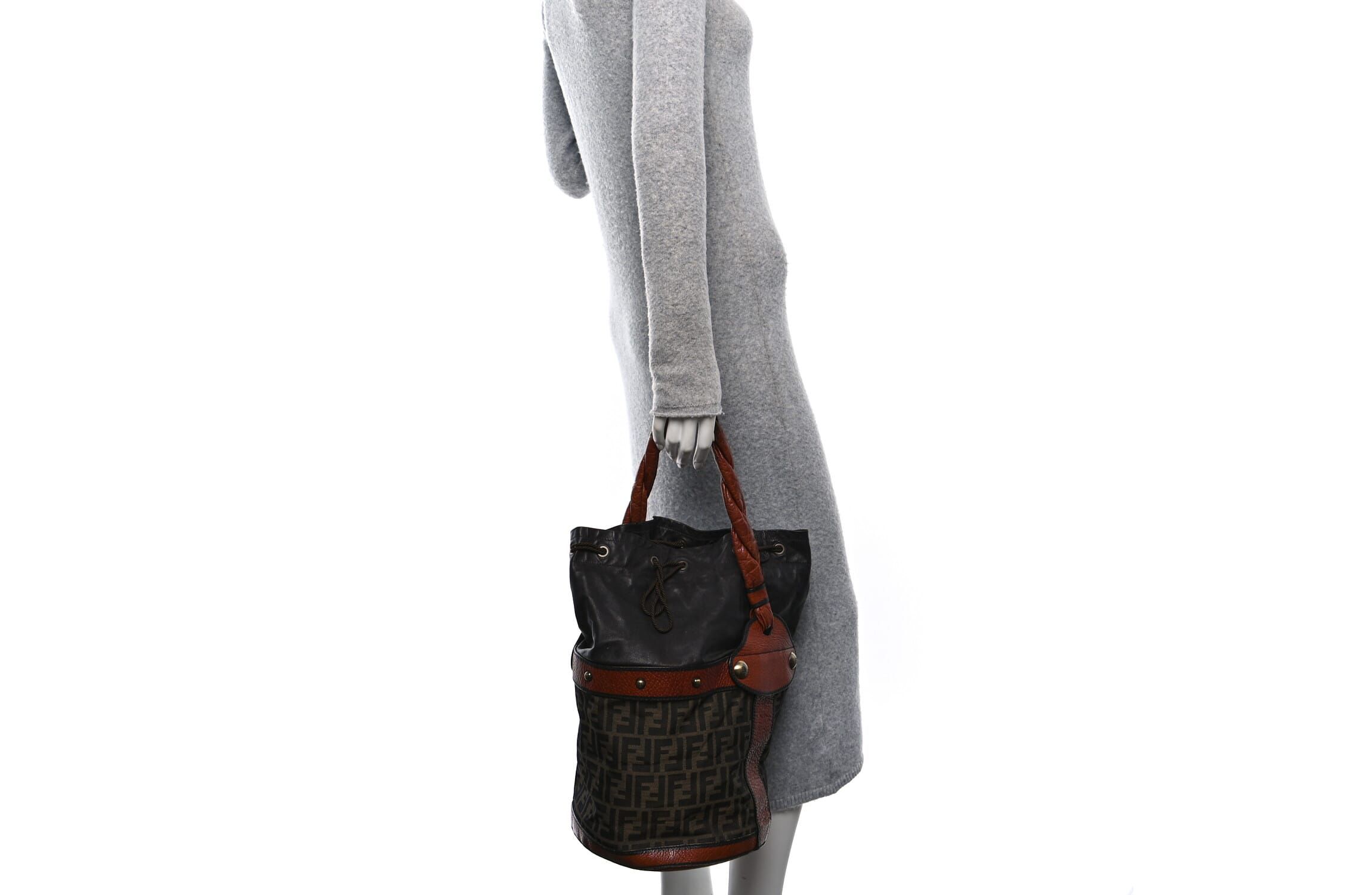 Fendi Zucca Small Palazzo Bucket Bag Tobacco -FINAL SALE NO RETURNS