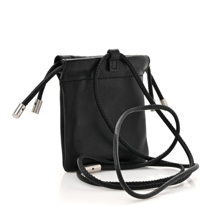 Saint Laurent Lambskin AirPods Crossbody Pouch Black -FINAL SALE NO RETURNS