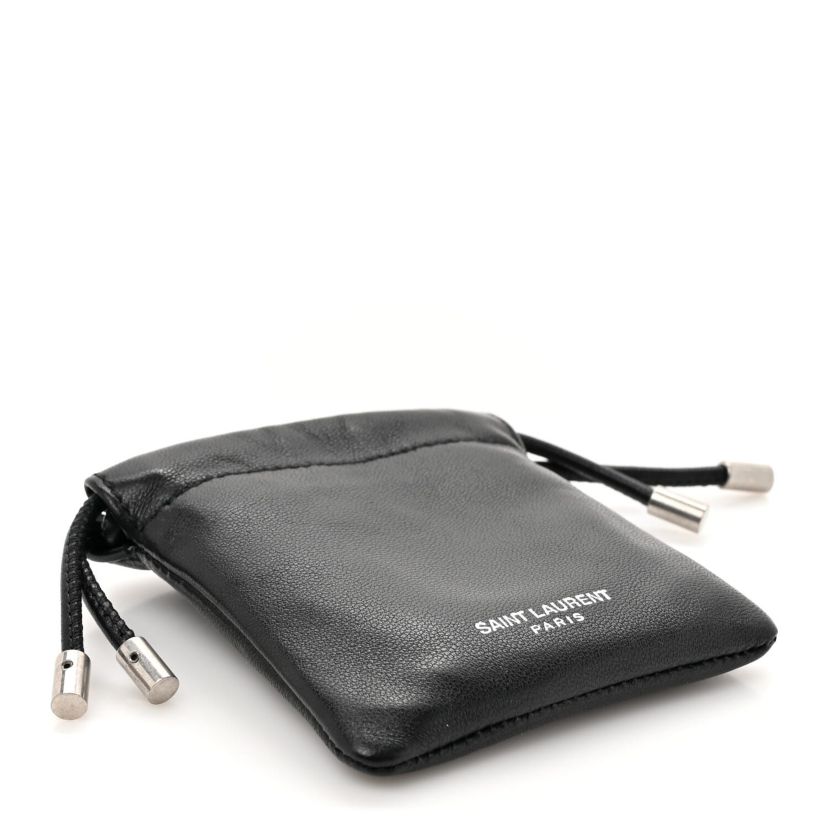 Saint Laurent Lambskin AirPods Crossbody Pouch Black -FINAL SALE NO RETURNS
