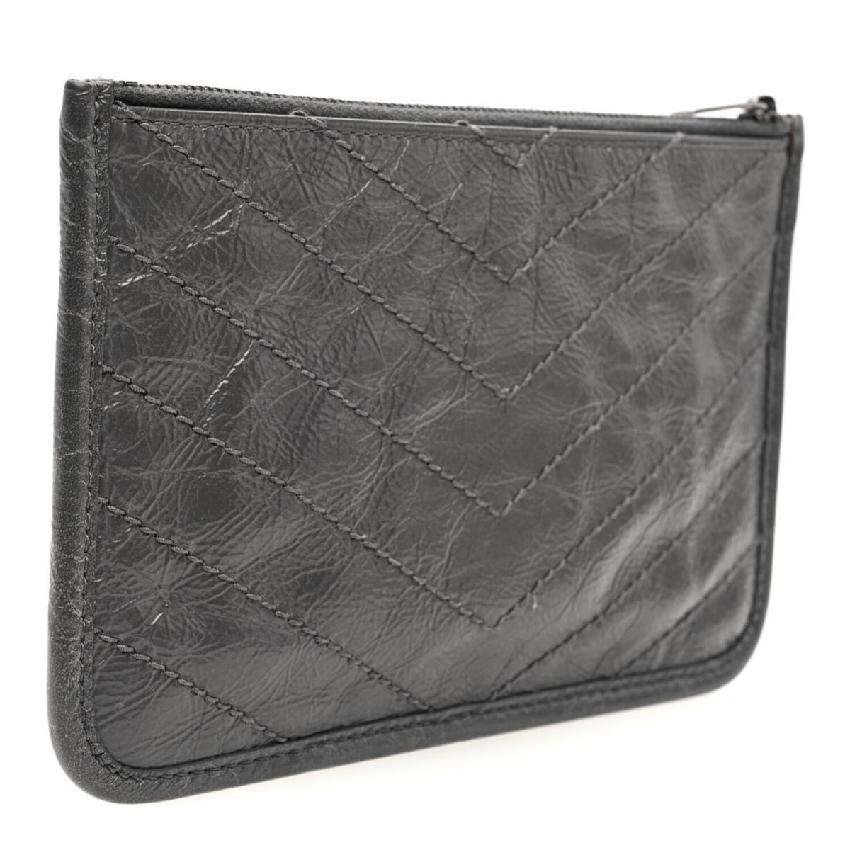 Saint Laurent Crinkled Calfskin Matelasse Monogram Niki Bill Pouch Storm -FINAL SALE NO RETURNS