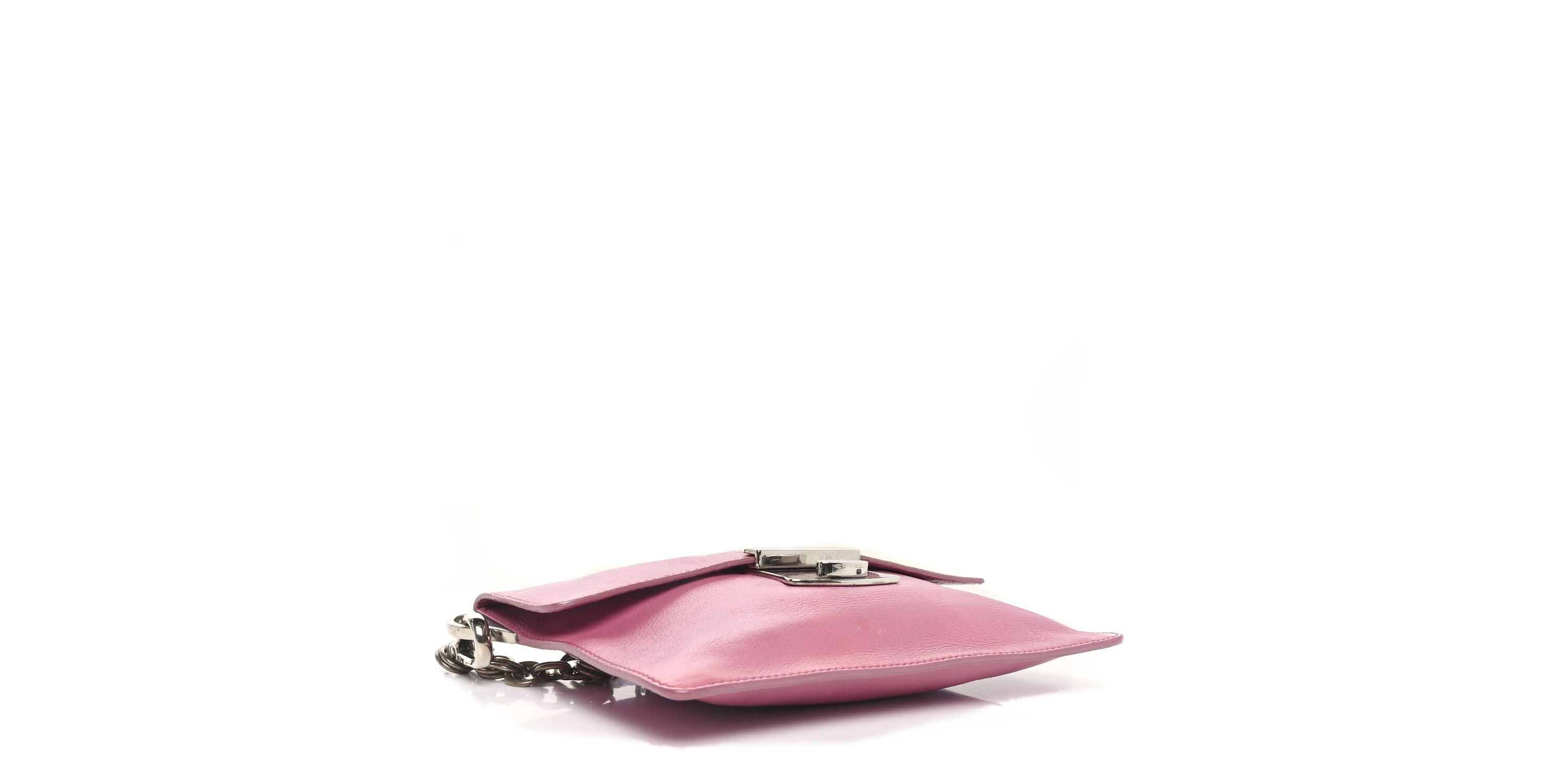 Prada Glace Calf Detachable Chain Clutch Pink -FINAL SALE NO RETURNS