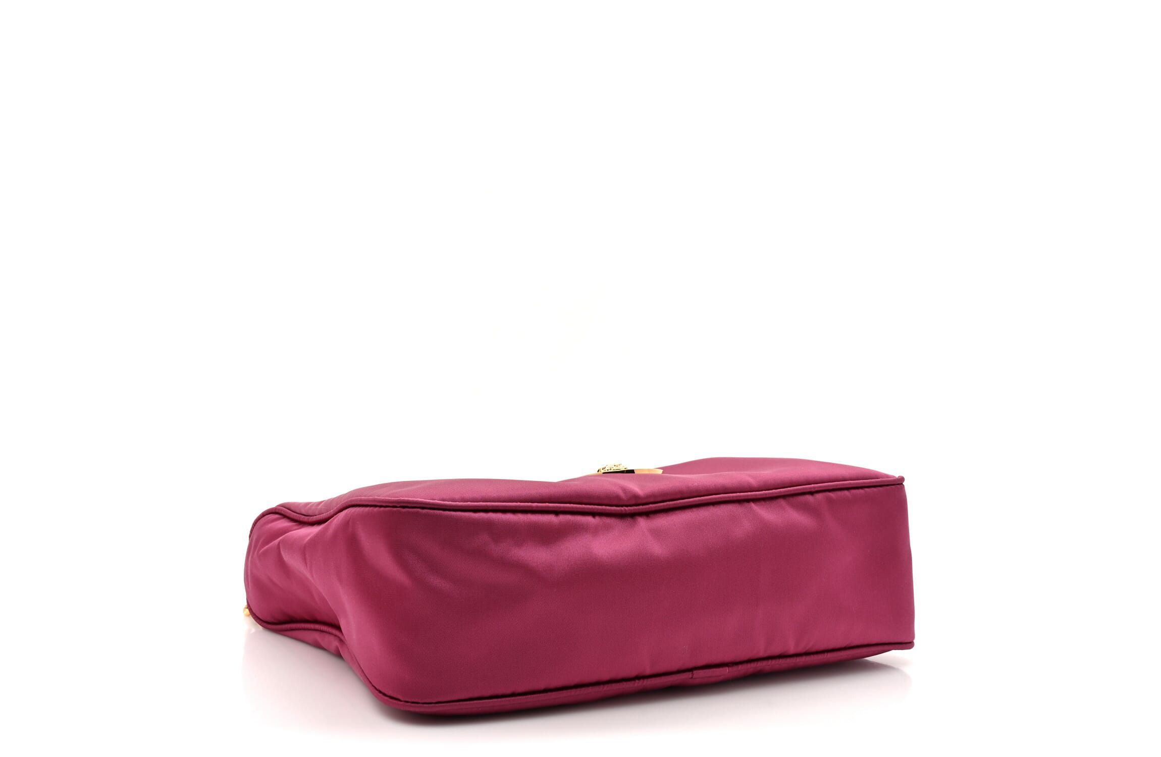 Versace Nylon Tribute Chain Crossbody Shoulder Bag Dark Pink Black -FINAL SALE NO RETURNS
