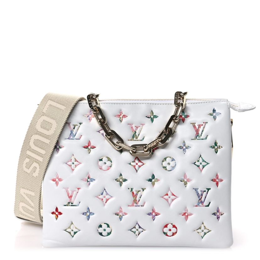 Louis Vuitton Lambskin Embossed Monogram LV Garden Coussin PM Cream -FINAL SALE NO RETURNS