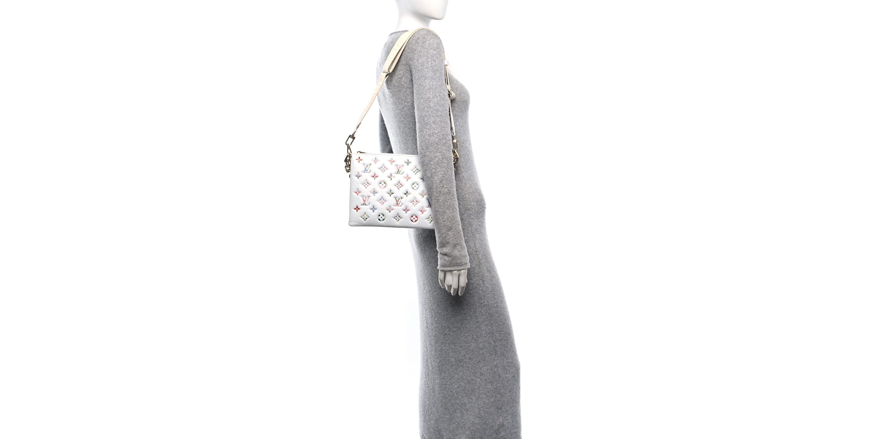 Louis Vuitton Lambskin Embossed Monogram LV Garden Coussin PM Cream -FINAL SALE NO RETURNS