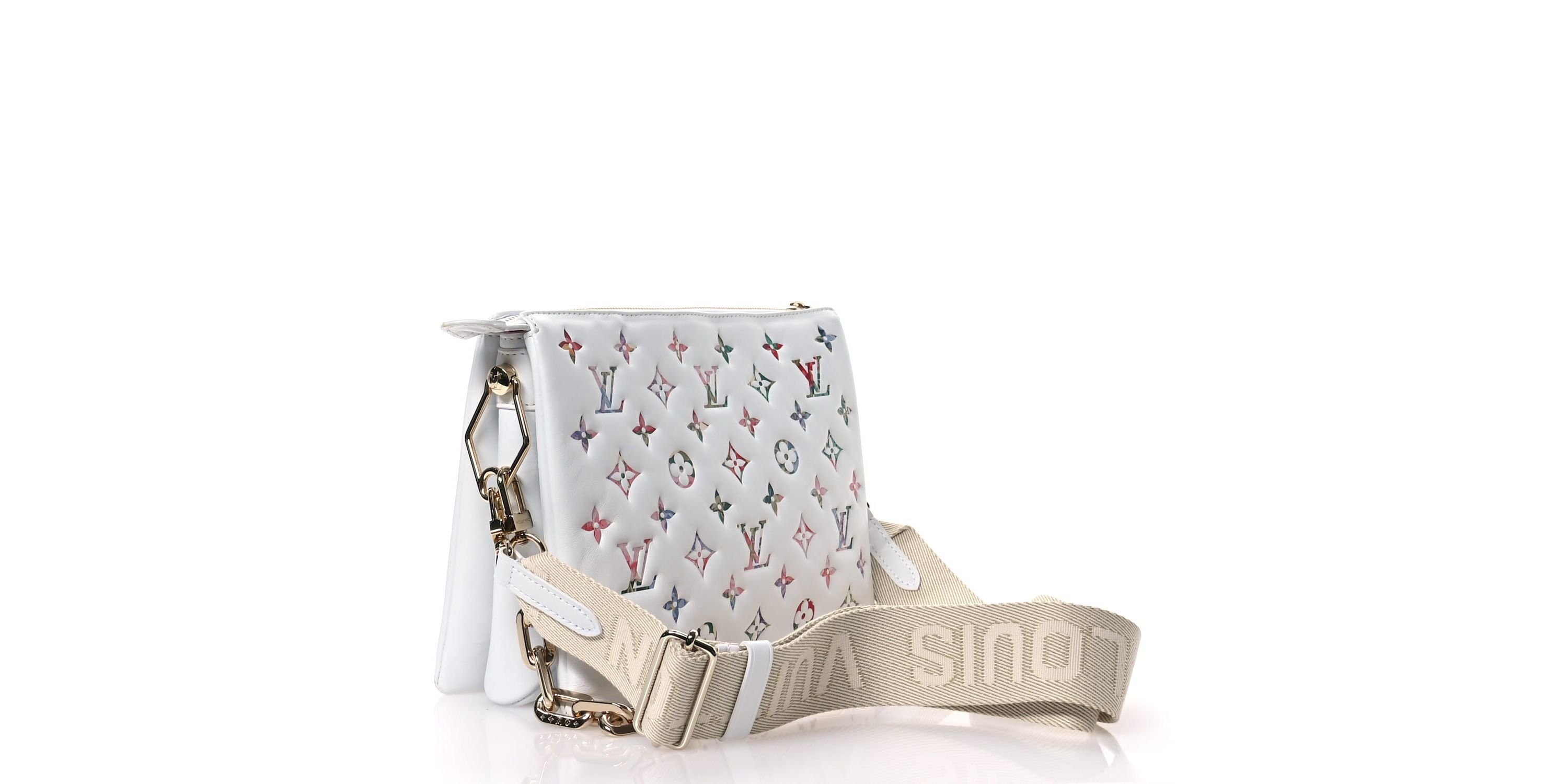 Louis Vuitton Lambskin Embossed Monogram LV Garden Coussin PM Cream -FINAL SALE NO RETURNS