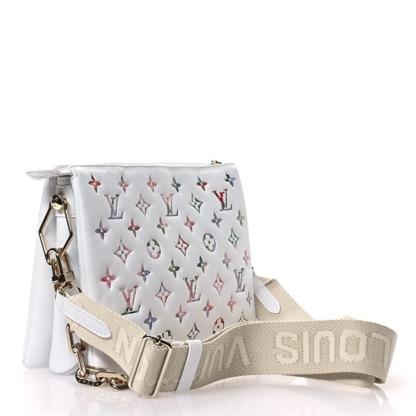 Louis Vuitton Lambskin Embossed Monogram LV Garden Coussin PM Cream -FINAL SALE NO RETURNS
