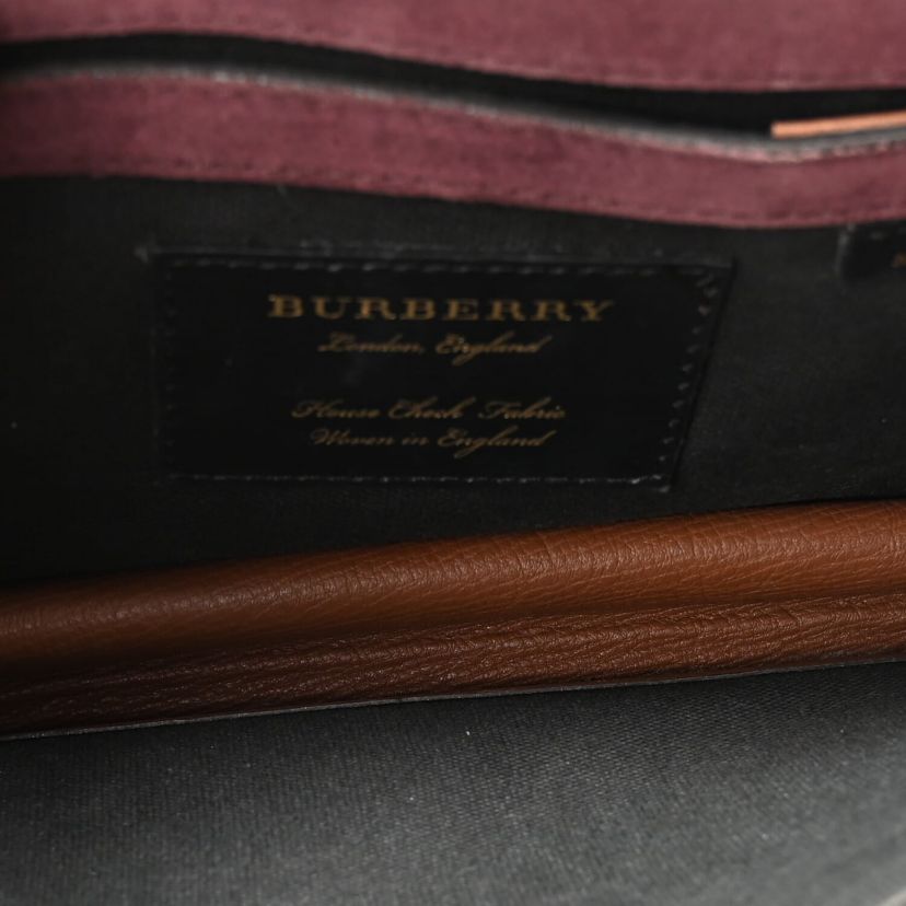 Burberry Derby Calfskin House Check Small Macken Crossbody Bag Tan -FINAL SALE NO RETURNS