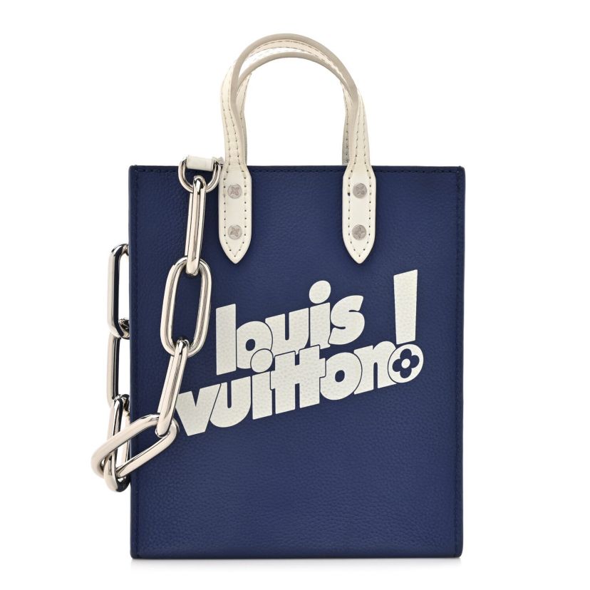 Louis Vuitton Calfskin Everyday LV Sac Plat XS Blue -FINAL SALE NO RETURNS