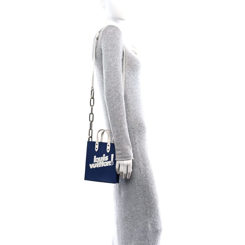 Louis Vuitton Calfskin Everyday LV Sac Plat XS Blue -FINAL SALE NO RETURNS