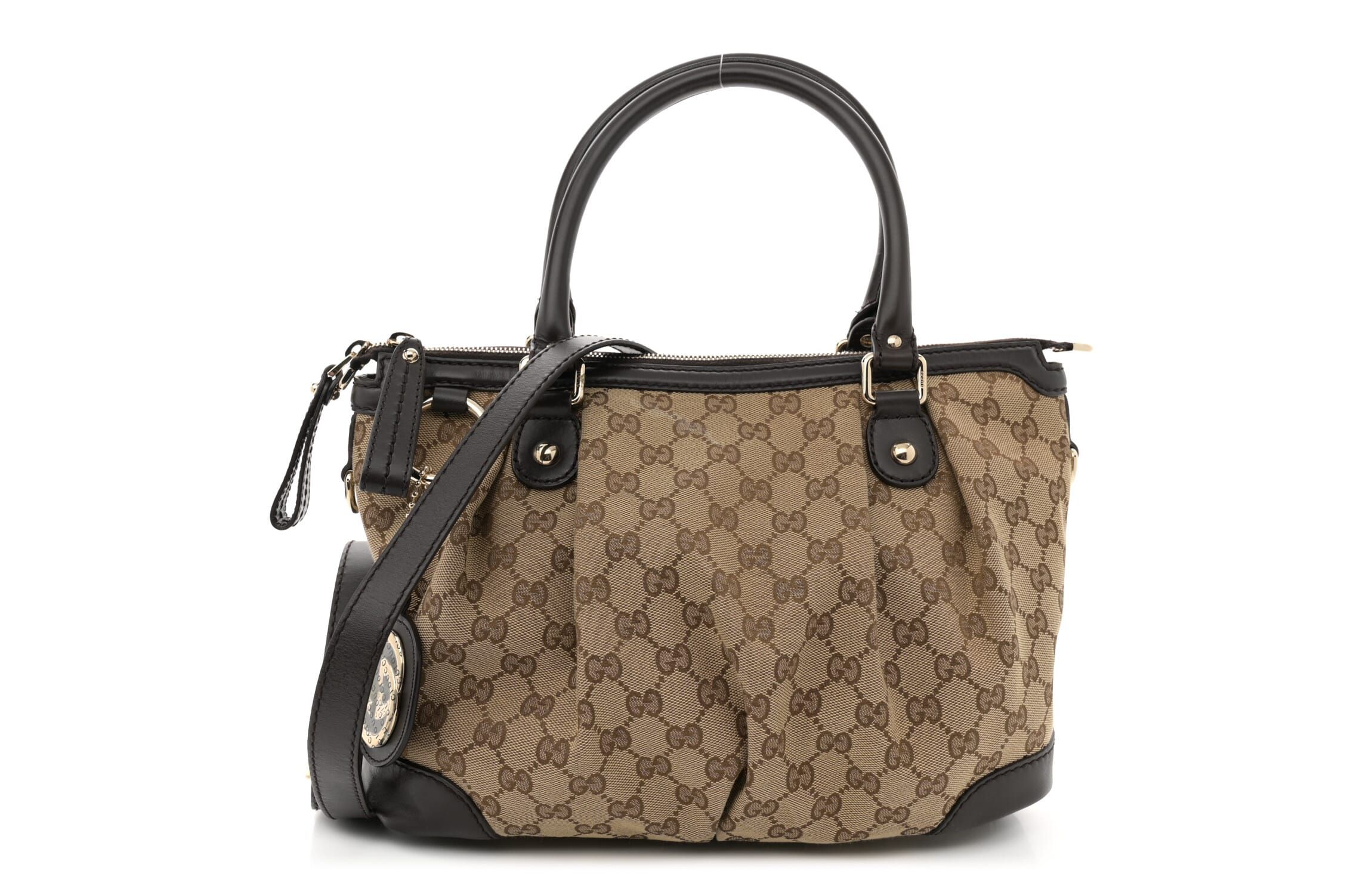 Gucci Monogram Medium Sukey Top Handle Bag Golden Beige -FINAL SALE NO RETURNS
