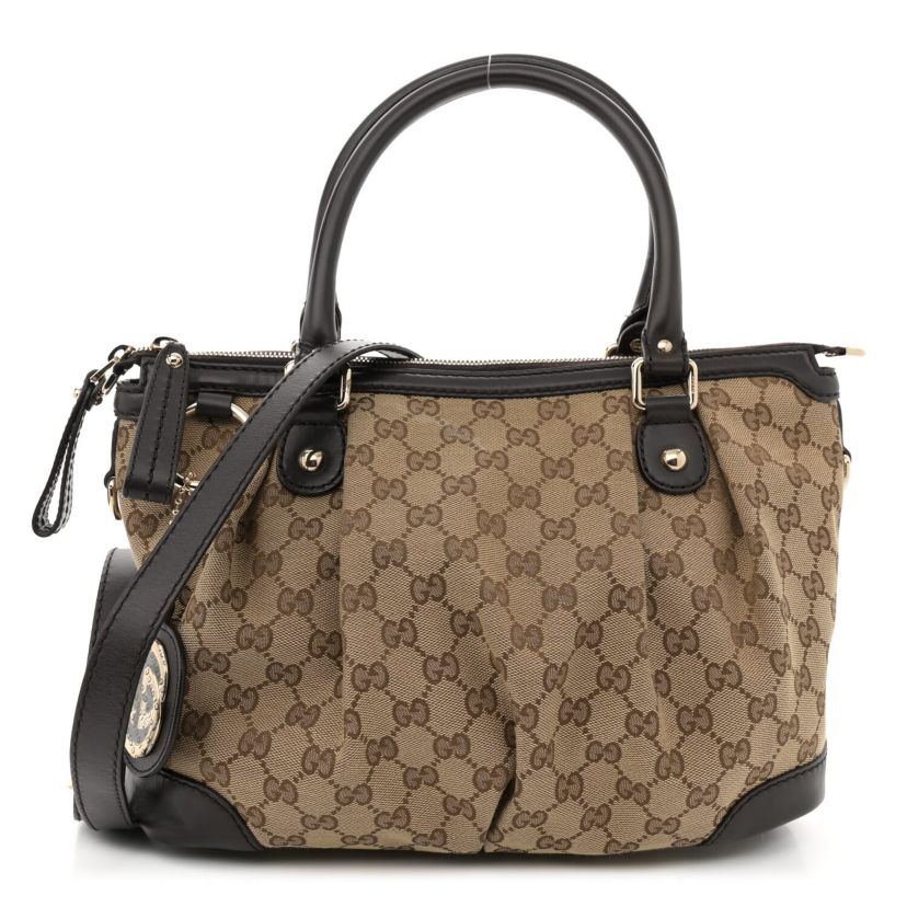 Gucci Monogram Medium Sukey Top Handle Bag Golden Beige -FINAL SALE NO RETURNS