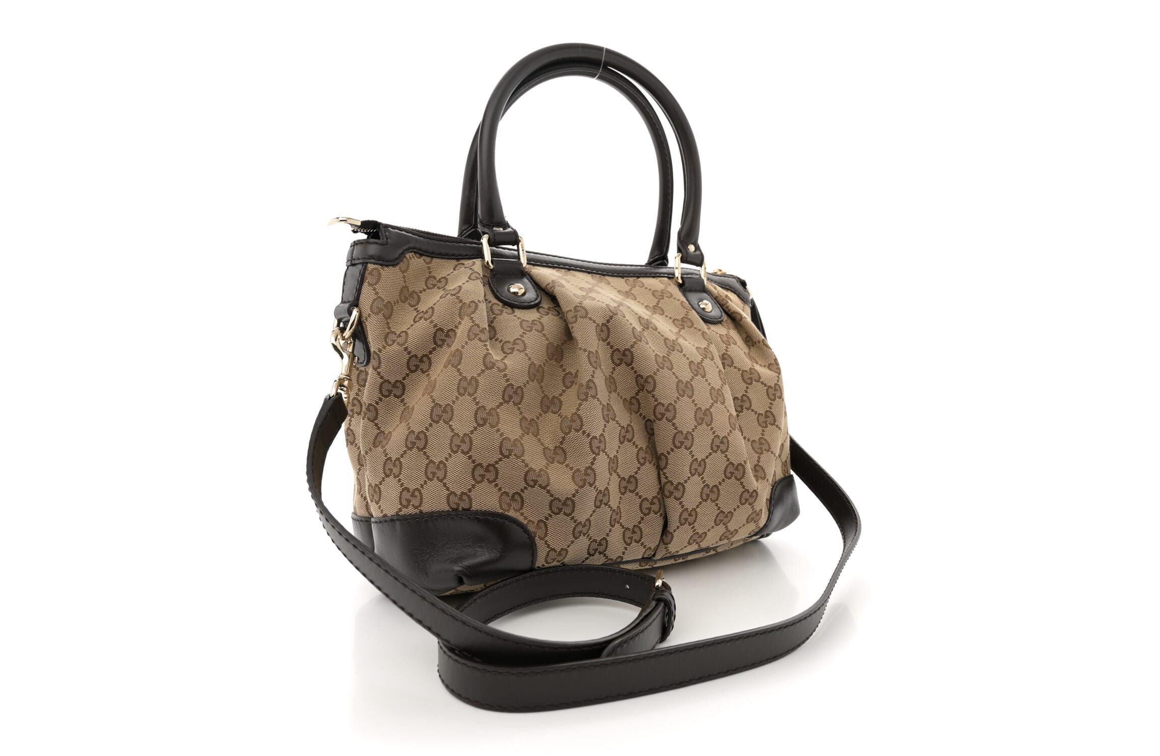 Gucci Monogram Medium Sukey Top Handle Bag Golden Beige -FINAL SALE NO RETURNS