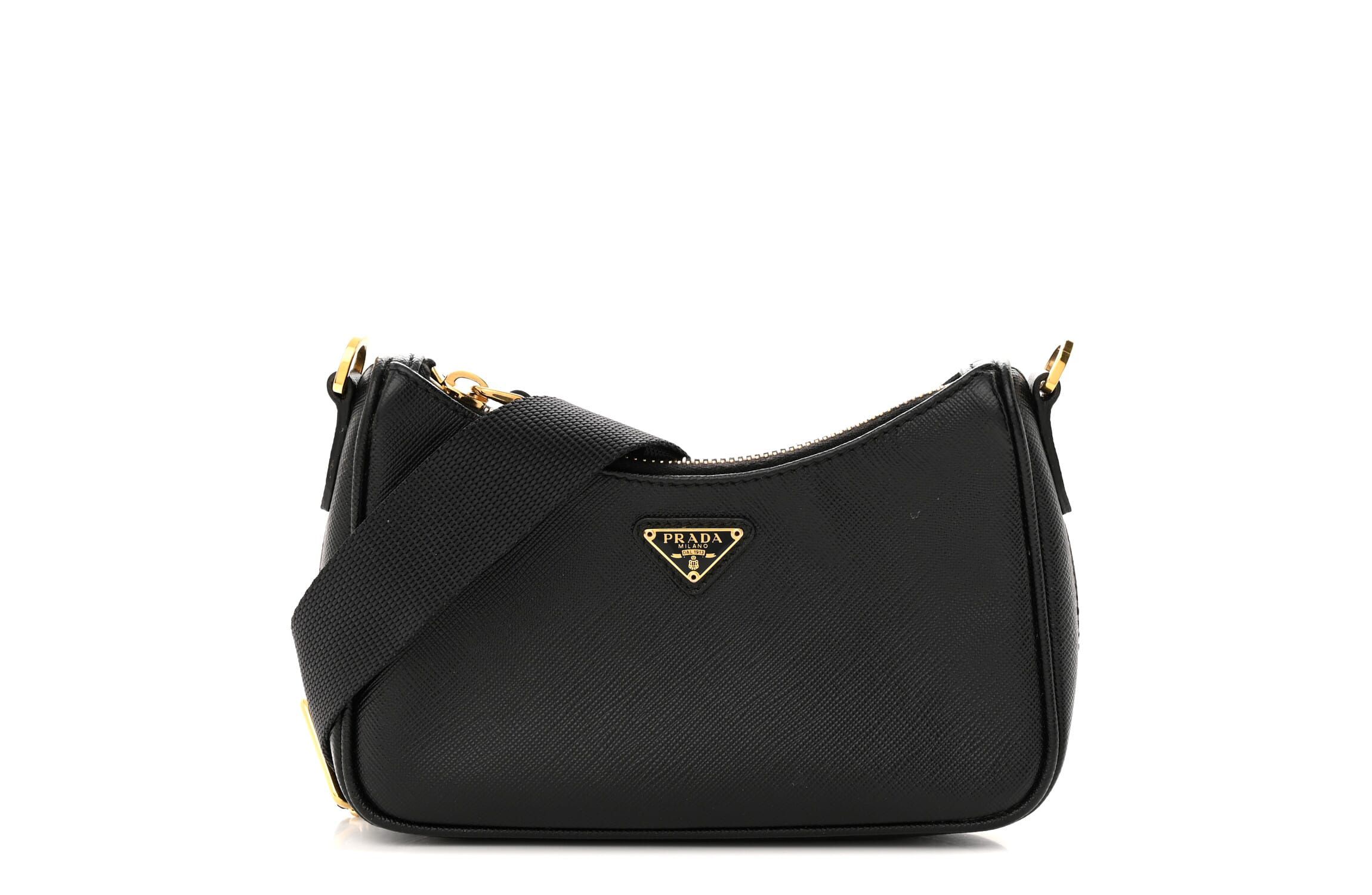 Prada Saffiano Lux Mini Shoulder Bag Black -FINAL SALE NO RETURNS
