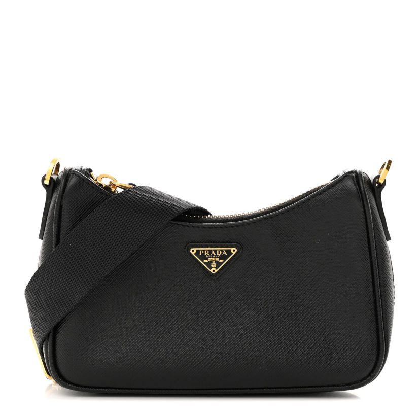 Prada Saffiano Lux Mini Shoulder Bag Black -FINAL SALE NO RETURNS