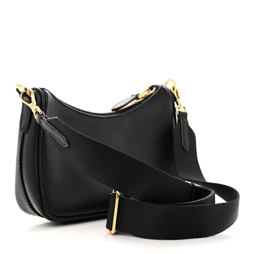 Prada Saffiano Lux Mini Shoulder Bag Black -FINAL SALE NO RETURNS