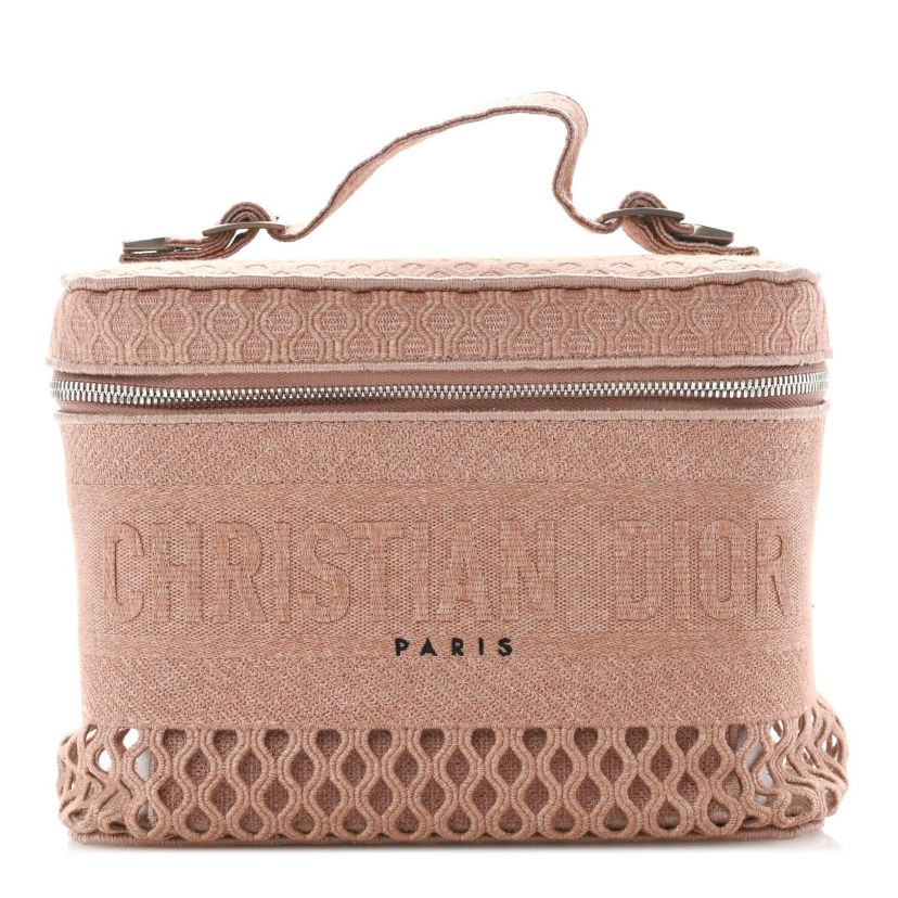 Dior Mesh Embroidered Diortravel Vanity Case Rose Multicolor -FINAL SALE NO RETURNS