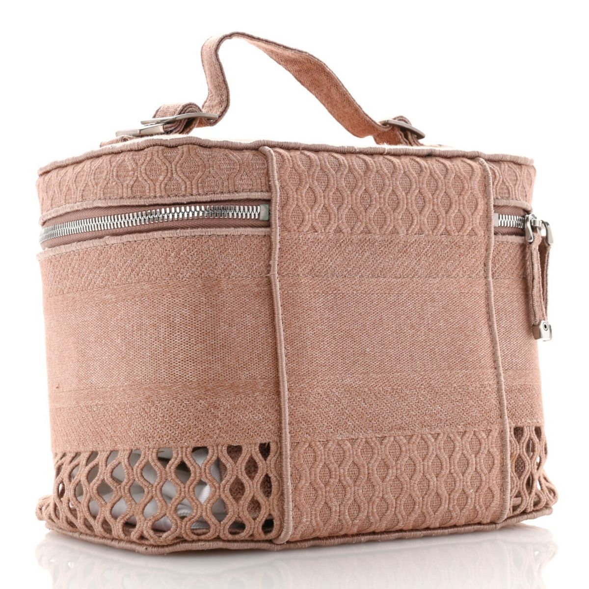 Dior Mesh Embroidered Diortravel Vanity Case Rose Multicolor -FINAL SALE NO RETURNS
