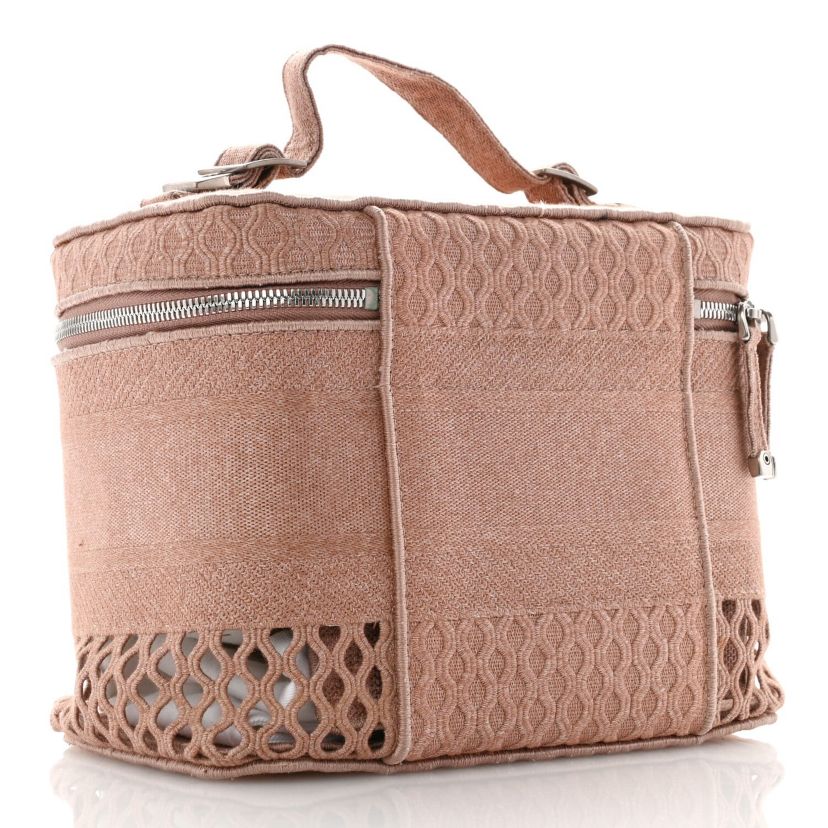 Dior Mesh Embroidered Diortravel Vanity Case Rose Multicolor -FINAL SALE NO RETURNS
