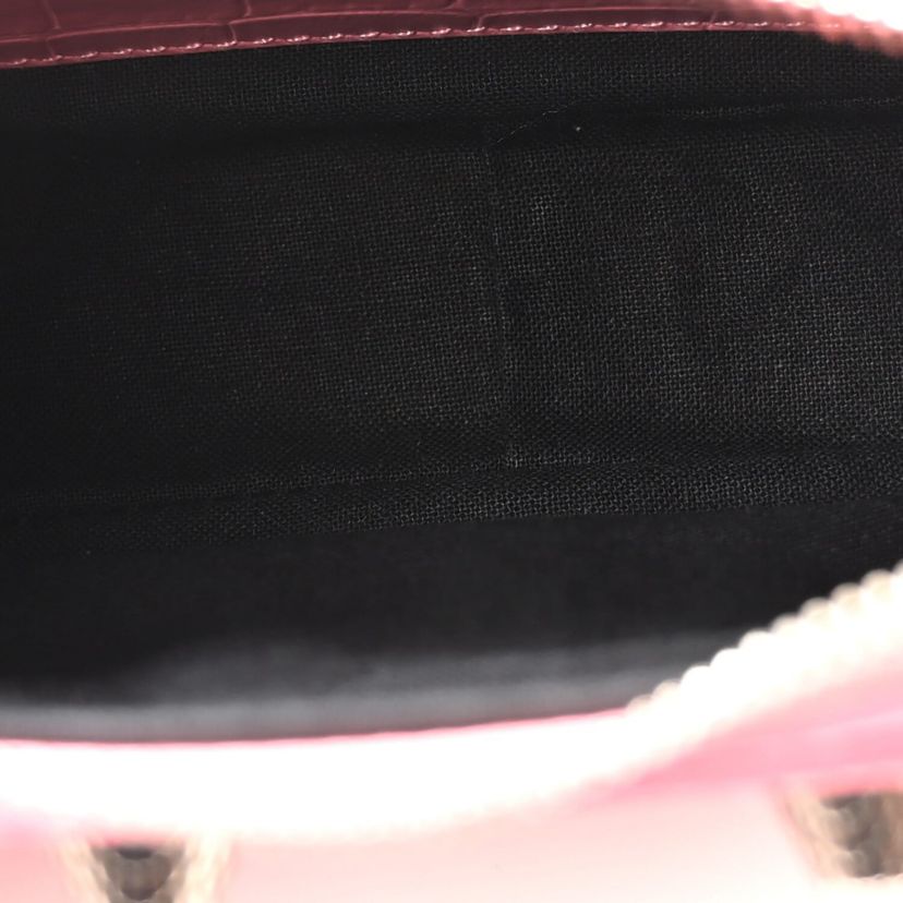 Balenciaga Extra Supple Calfskin Crocodile Embossed Le Cagole Mini Purse With Chain Sweet Pink -FINAL SALE NO RETURNS