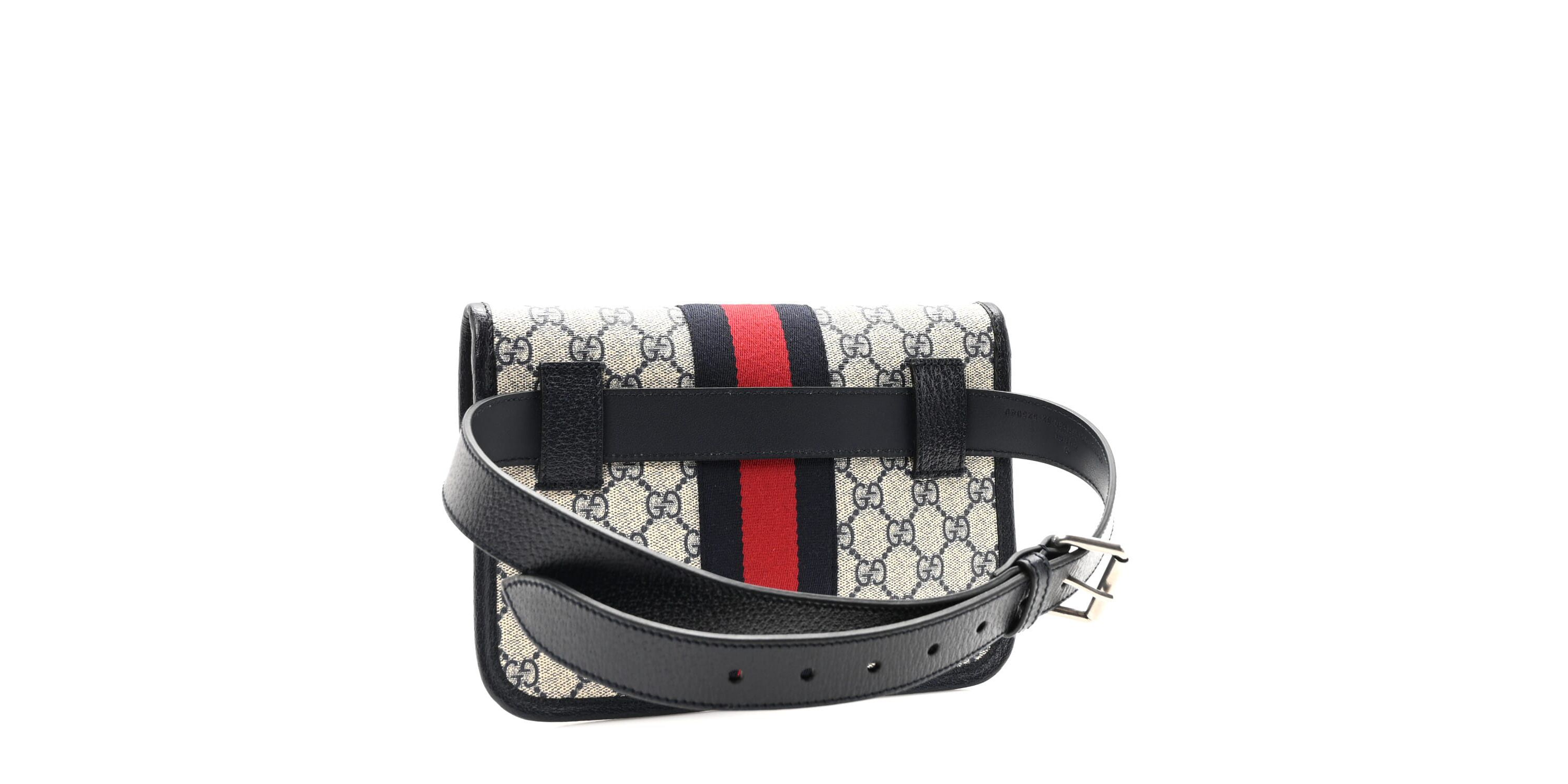 Gucci GG Supreme Monogram Web Small Ophidia Belt Bag 80 32 Beige Navy -FINAL SALE NO RETURNS