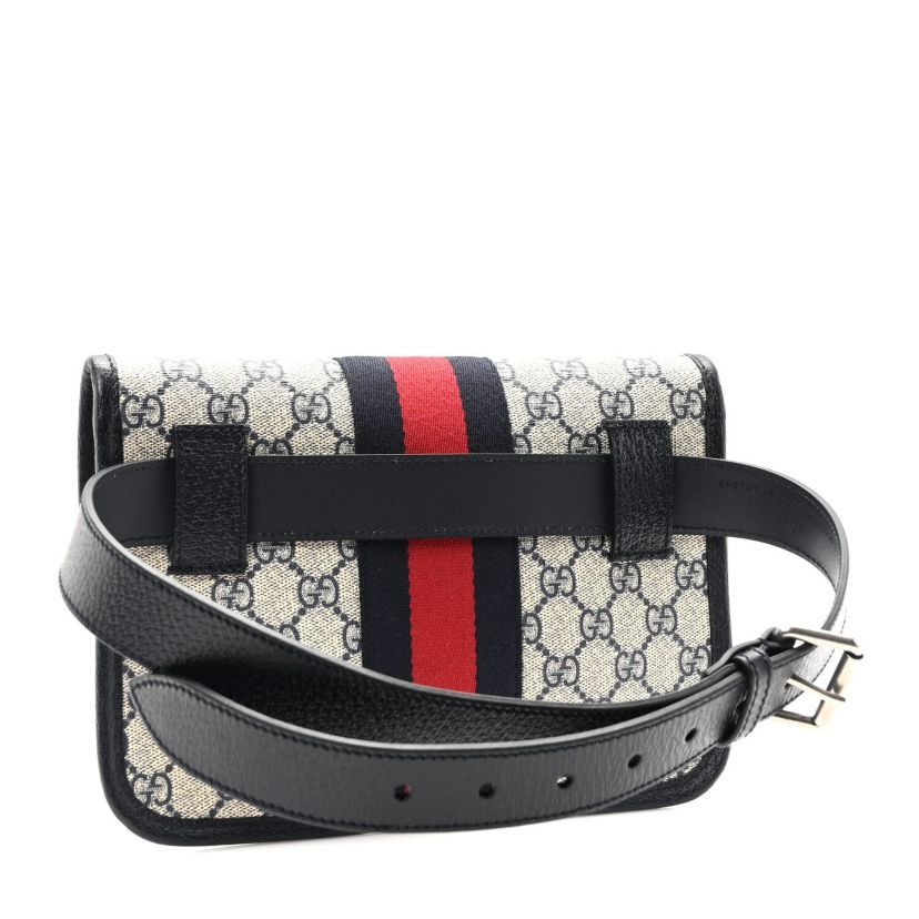 Gucci GG Supreme Monogram Web Small Ophidia Belt Bag 80 32 Beige Navy -FINAL SALE NO RETURNS
