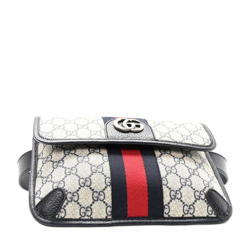 Gucci GG Supreme Monogram Web Small Ophidia Belt Bag 80 32 Beige Navy -FINAL SALE NO RETURNS