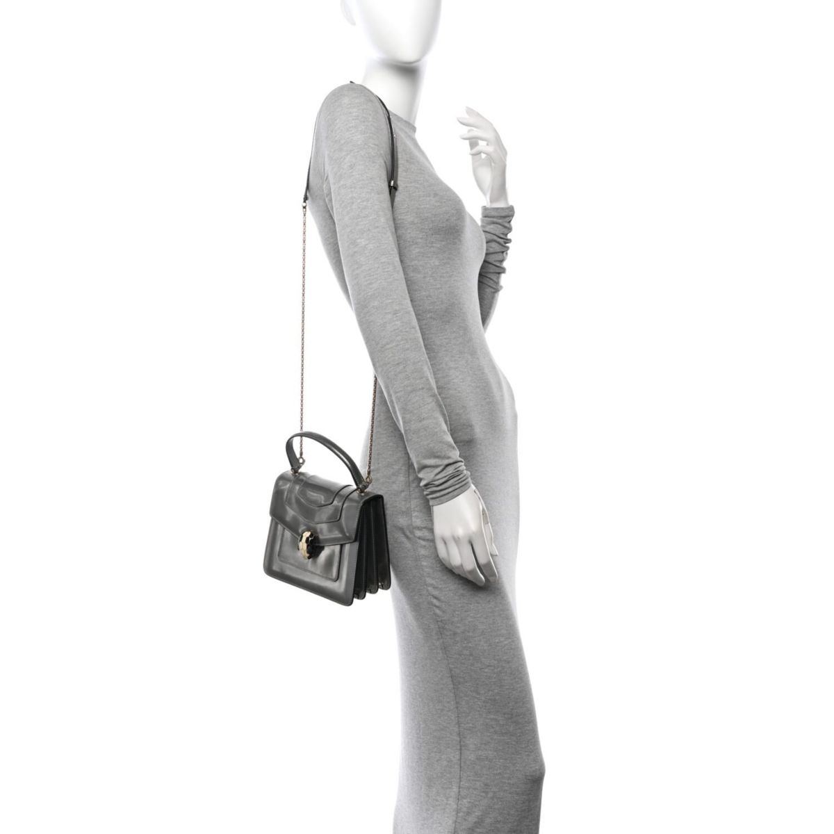 Bvlgari Metallic Calfskin Serpenti Forever Top Handle Arctic Jade White Agate -FINAL SALE NO RETURNS