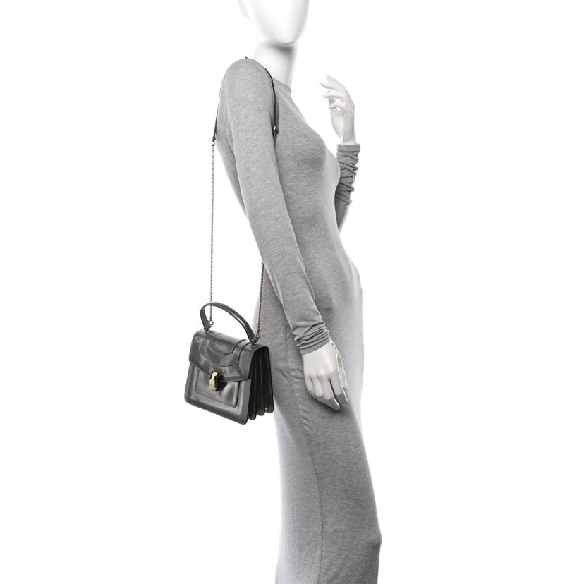 Bvlgari Metallic Calfskin Serpenti Forever Top Handle Arctic Jade White Agate -FINAL SALE NO RETURNS
