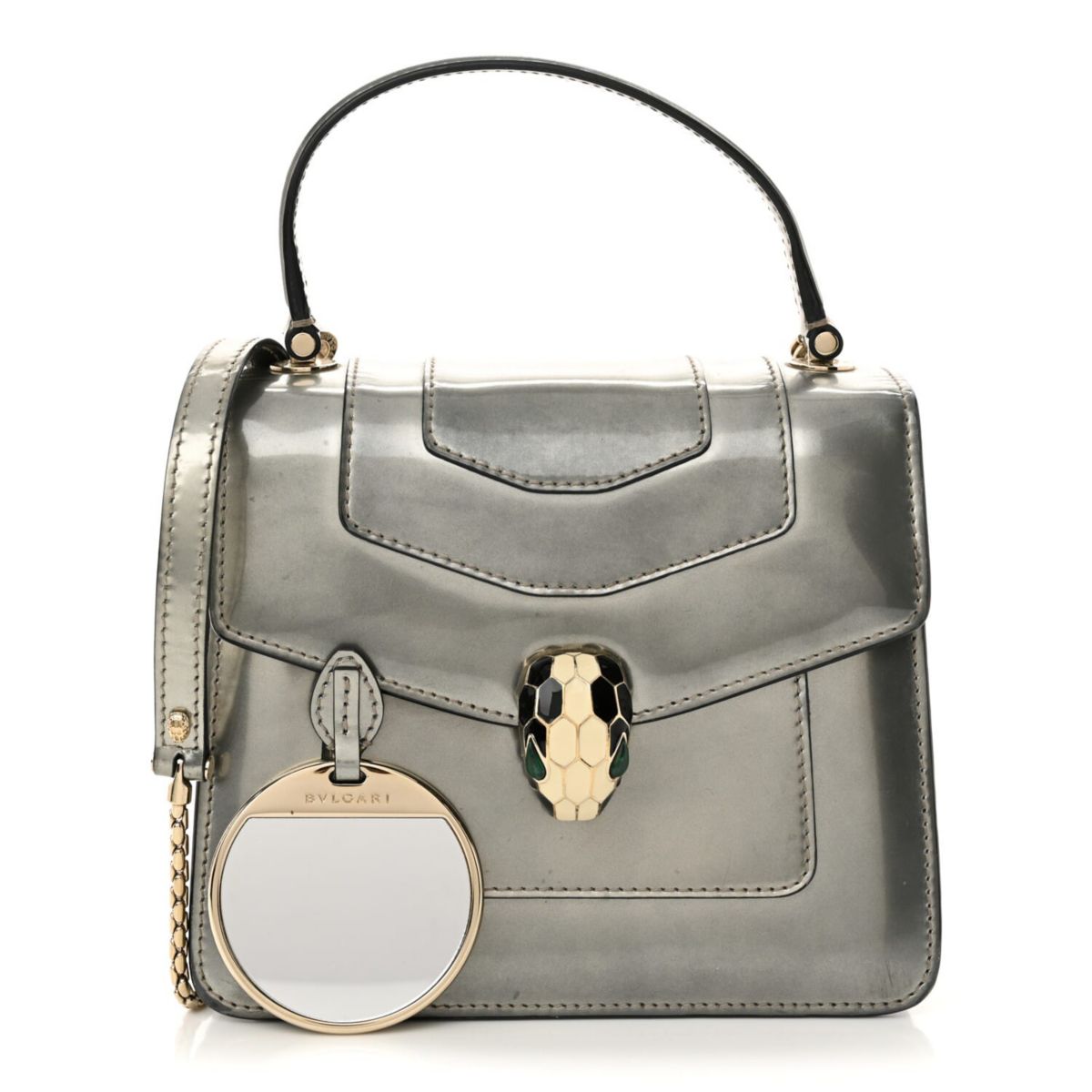 Bvlgari Metallic Calfskin Serpenti Forever Top Handle Arctic Jade White Agate -FINAL SALE NO RETURNS