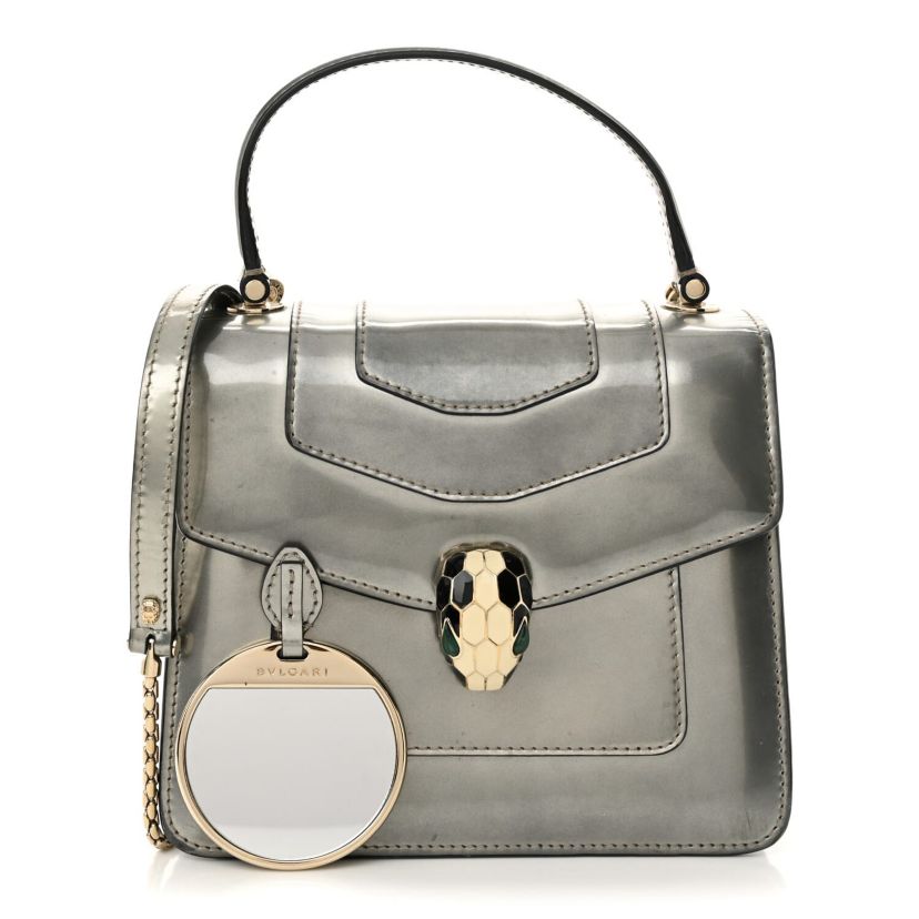 Bvlgari Metallic Calfskin Serpenti Forever Top Handle Arctic Jade White Agate -FINAL SALE NO RETURNS