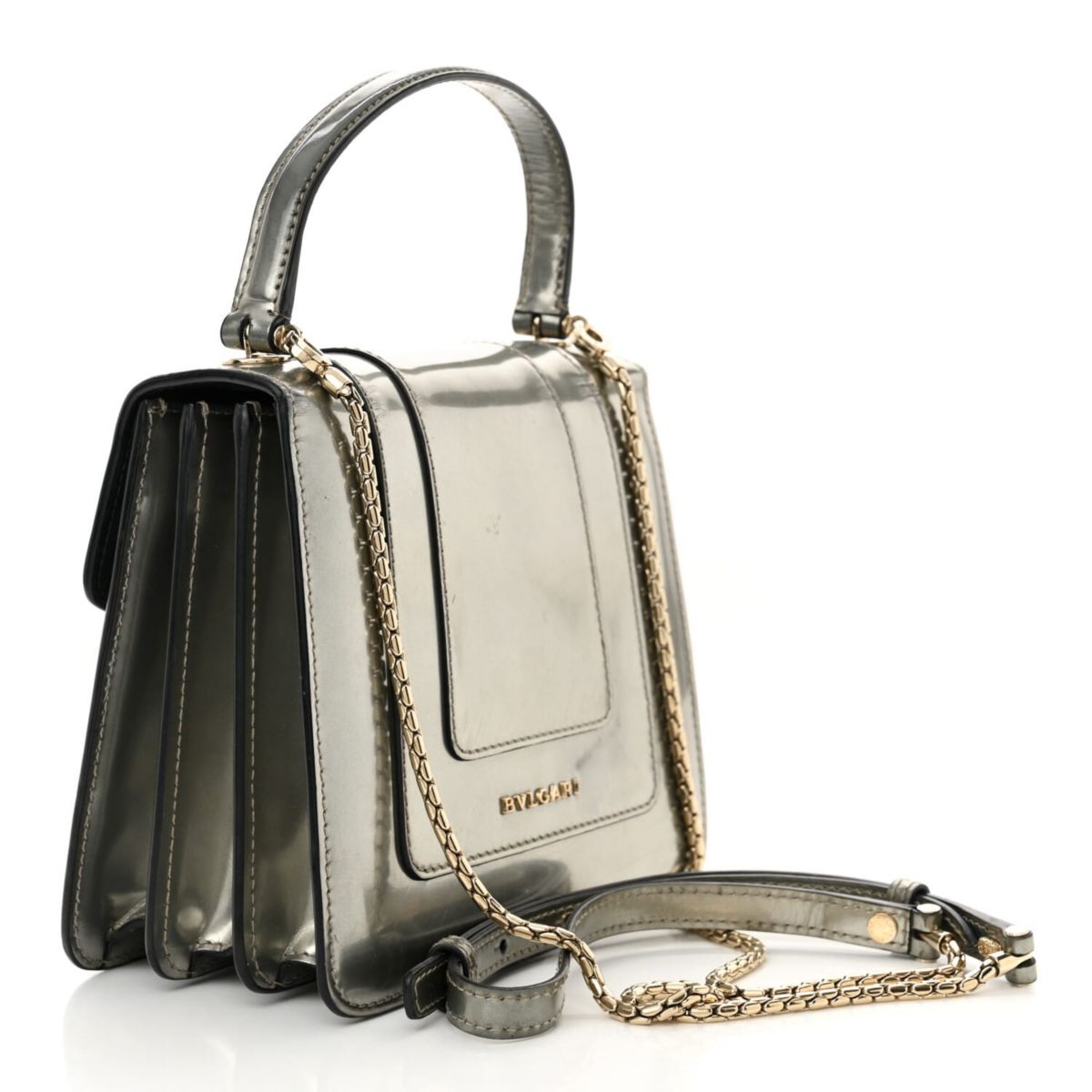 Bvlgari Metallic Calfskin Serpenti Forever Top Handle Arctic Jade White Agate -FINAL SALE NO RETURNS