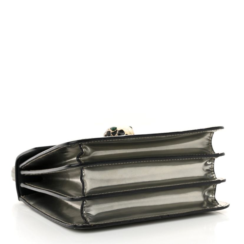 Bvlgari Metallic Calfskin Serpenti Forever Top Handle Arctic Jade White Agate -FINAL SALE NO RETURNS
