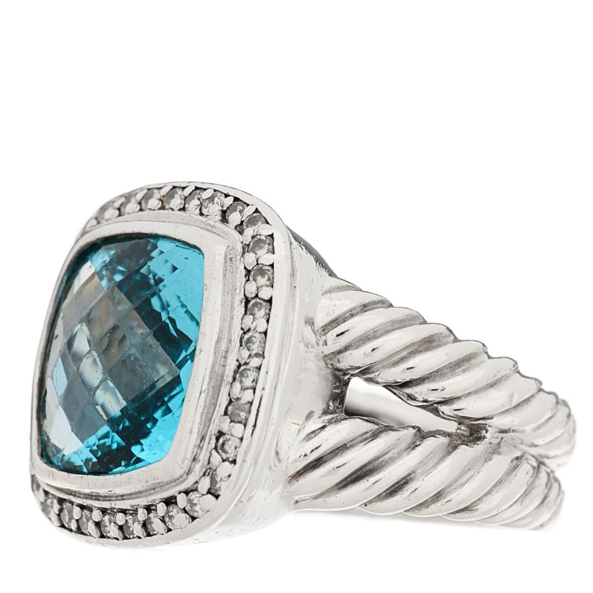 David Yurman Sterling Diamond Topaz Albion Ring -FINAL SALE NO RETURNS