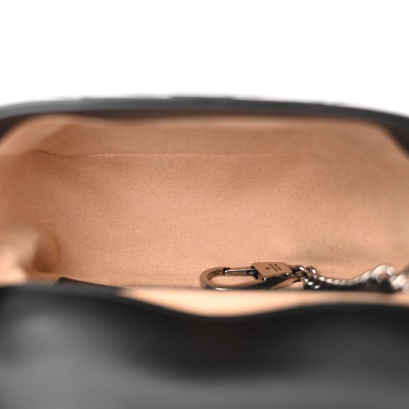 Gucci Calfskin Matelasse Monochrome GG Marmont Chain Belt Bag Black -FINAL SALE NO RETURNS