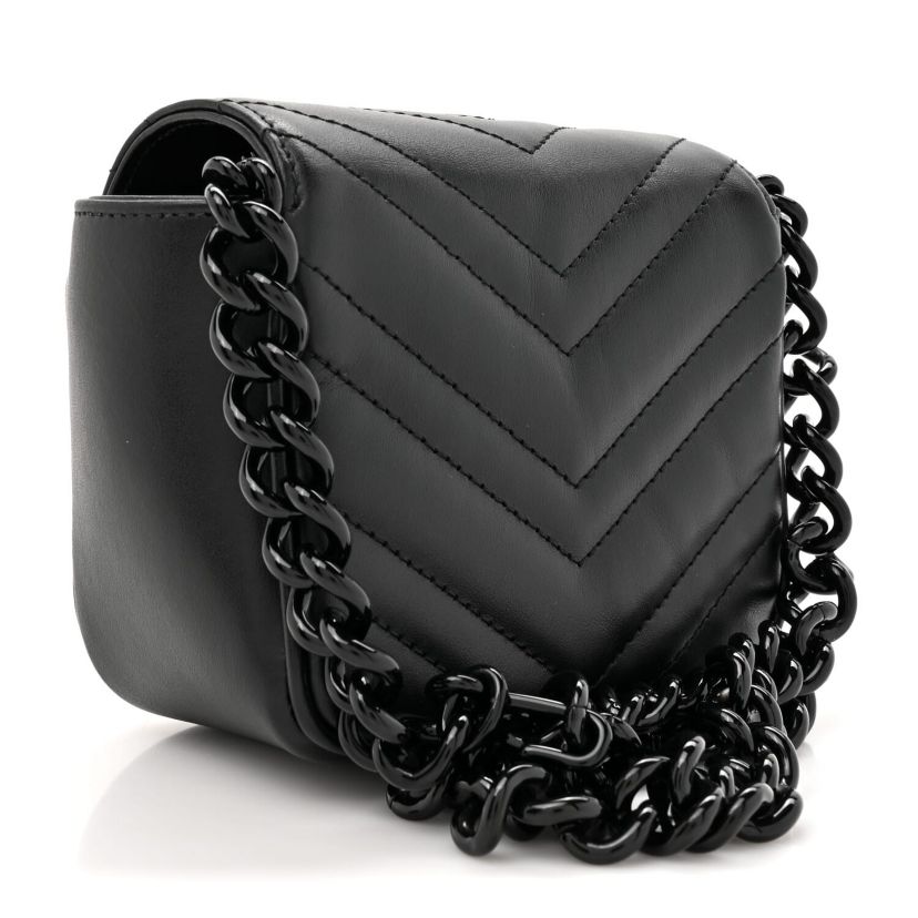 Gucci Calfskin Matelasse Monochrome GG Marmont Chain Belt Bag Black -FINAL SALE NO RETURNS